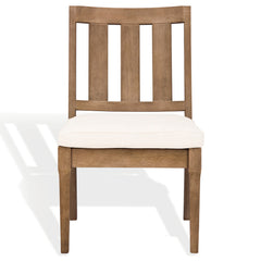 Outdoor Dining Chairs, Set of 2, Natural Eucalyptus Wood with Cream Cushions