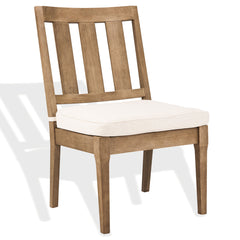 Outdoor Dining Chairs, Set of 2, Natural Eucalyptus Wood with Cream Cushions