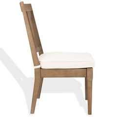 Outdoor Dining Chairs, Set of 2, Natural Eucalyptus Wood with Cream Cushions