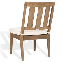 Outdoor Dining Chairs, Set of 2, Natural Eucalyptus Wood with Cream Cushions