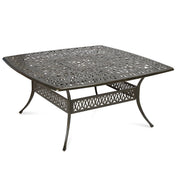 Outdoor Dining Table, 64-Inch Square Cast Aluminum in Dark Bronze