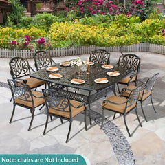 Outdoor Dining Table, 64-Inch Square Cast Aluminum in Dark Bronze