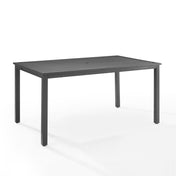 Outdoor Dining Table, Rectangular Powder-Coated Steel, Matte Black