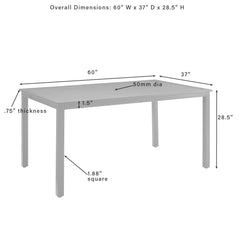 Outdoor Dining Table, Rectangular Powder-Coated Steel, Matte Black