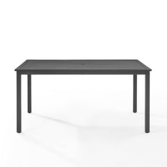 Outdoor Dining Table, Rectangular Powder-Coated Steel, Matte Black