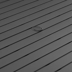 Outdoor Dining Table, Rectangular Powder-Coated Steel, Matte Black