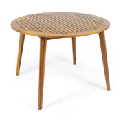 Outdoor Dining Table, Round Solid Wood with Slatted Top, Teak