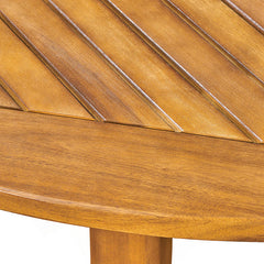 Outdoor Dining Table, Round Solid Wood with Slatted Top, Teak