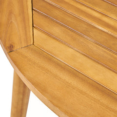 Outdoor Dining Table, Round Solid Wood with Slatted Top, Teak