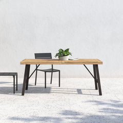 Outdoor Dining Table, Seats 6, Natural Acacia Wood