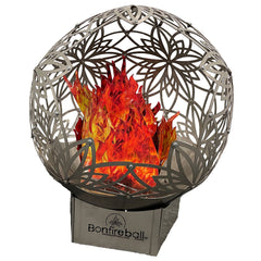 Outdoor Fire Pit in 201 Stainless Steel with Lotus Petal Design, Silver