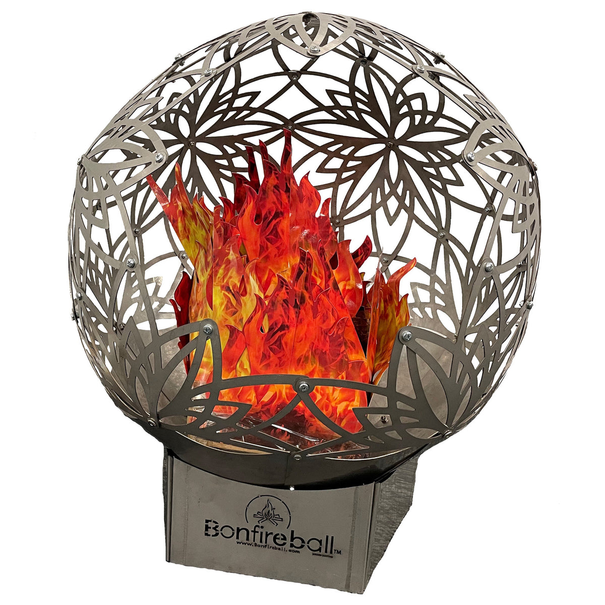 Outdoor Fire Pit in 201 Stainless Steel with Lotus Petal Design, Silver