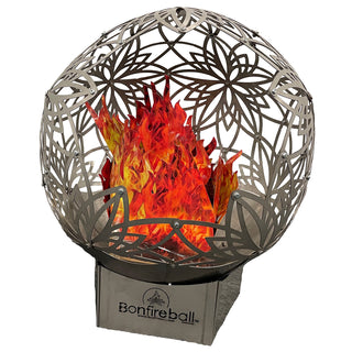 Outdoor Fire Pit in 201 Stainless Steel with Lotus Petal Design, Silver