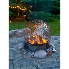 Outdoor Fire Pit in 201 Stainless Steel with Lotus Petal Design, Silver