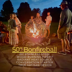 Outdoor Fire Pit in 201 Stainless Steel with Lotus Petal Design, Silver