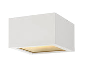 Outdoor Flush Mount, Integrated LED with Satin White Metal Cube