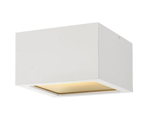Outdoor Flush Mount, Integrated LED with Satin White Metal Cube