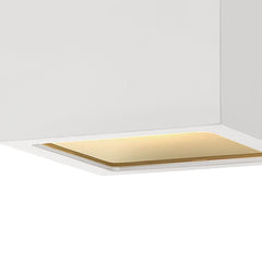 Outdoor Flush Mount, Integrated LED with Satin White Metal Cube