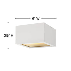 Outdoor Flush Mount, Integrated LED with Satin White Metal Cube