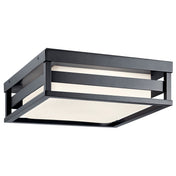 Outdoor Flush Mount Light, 12 in Square, Aluminum with Frosted Glass