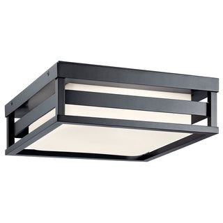 Outdoor Flush Mount Light, 12 in Square, Aluminum with Frosted Glass