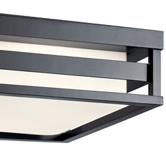 Outdoor Flush Mount Light, 12 in Square, Aluminum with Frosted Glass