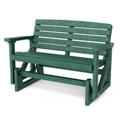 Outdoor Glider Bench in Poly Lumber, Turf Green