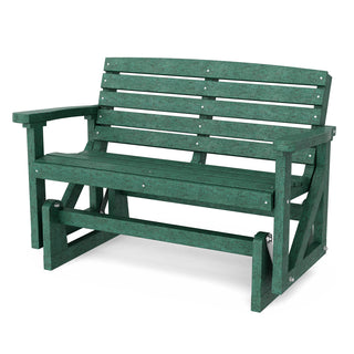 Outdoor Glider Bench in Poly Lumber, Turf Green