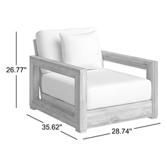 Outdoor Lounge Chair, Solid Teak Frame with Beige Cushions