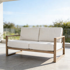 Outdoor Loveseat, Powder Coated Aluminum Frame with Cream Olefin Cushions