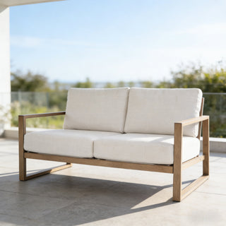 Outdoor Loveseat, Powder Coated Aluminum Frame with Cream Olefin Cushions