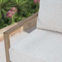 Outdoor Loveseat, Powder Coated Aluminum Frame with Cream Olefin Cushions