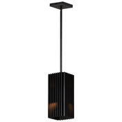 Outdoor Pendant Light with 2 Integrated LEDs in Matte Black Metal