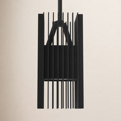 Outdoor Pendant Light with 2 Integrated LEDs in Matte Black Metal