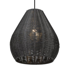 Outdoor Pendant with Natural Black Finish and Wicker Shade