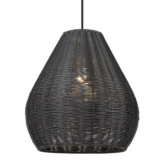 Outdoor Pendant with Natural Black Finish and Wicker Shade
