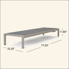 Outdoor Reclining Chaise Lounge, White Aluminum Frame with White Cushion