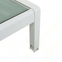 Outdoor Reclining Chaise Lounge, White Aluminum Frame with White Cushion
