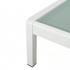 Outdoor Reclining Chaise Lounge, White Aluminum Frame with White Cushion