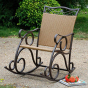 Outdoor Rocking Chair with PVC Wicker Seat in Honey Pecan