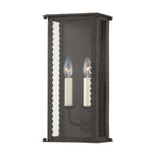 Outdoor Sconce, 2-Light, French Iron with Clear Glass Shade
