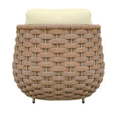 Outdoor Sofa, 1-Seater Aluminum Frame in Brown Rope with Cream Cushions