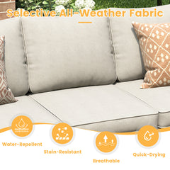 Outdoor Sofa, 3-Seat, Brown Rattan with Sand Cushions