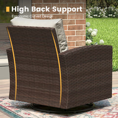 Outdoor Sofa, 3-Seat, Brown Rattan with Sand Cushions