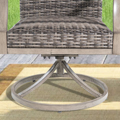 Outdoor Swivel Armchairs, Set of 2, Gray Steel Frame with Wicker