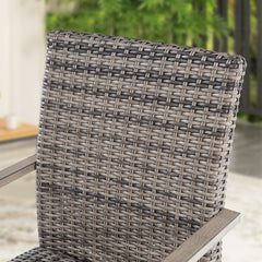 Outdoor Swivel Armchairs, Set of 2, Gray Steel Frame with Wicker