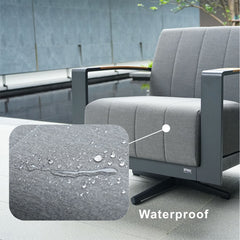 Outdoor Swivel Chair, Black Aluminum Frame with Gray Cushions