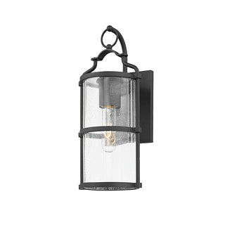 Outdoor Wall Lantern, Black Aluminum with Clear Seeded Glass