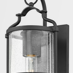 Outdoor Wall Lantern, Black Aluminum with Clear Seeded Glass