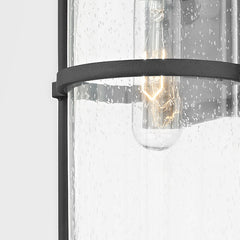 Outdoor Wall Lantern, Black Aluminum with Clear Seeded Glass